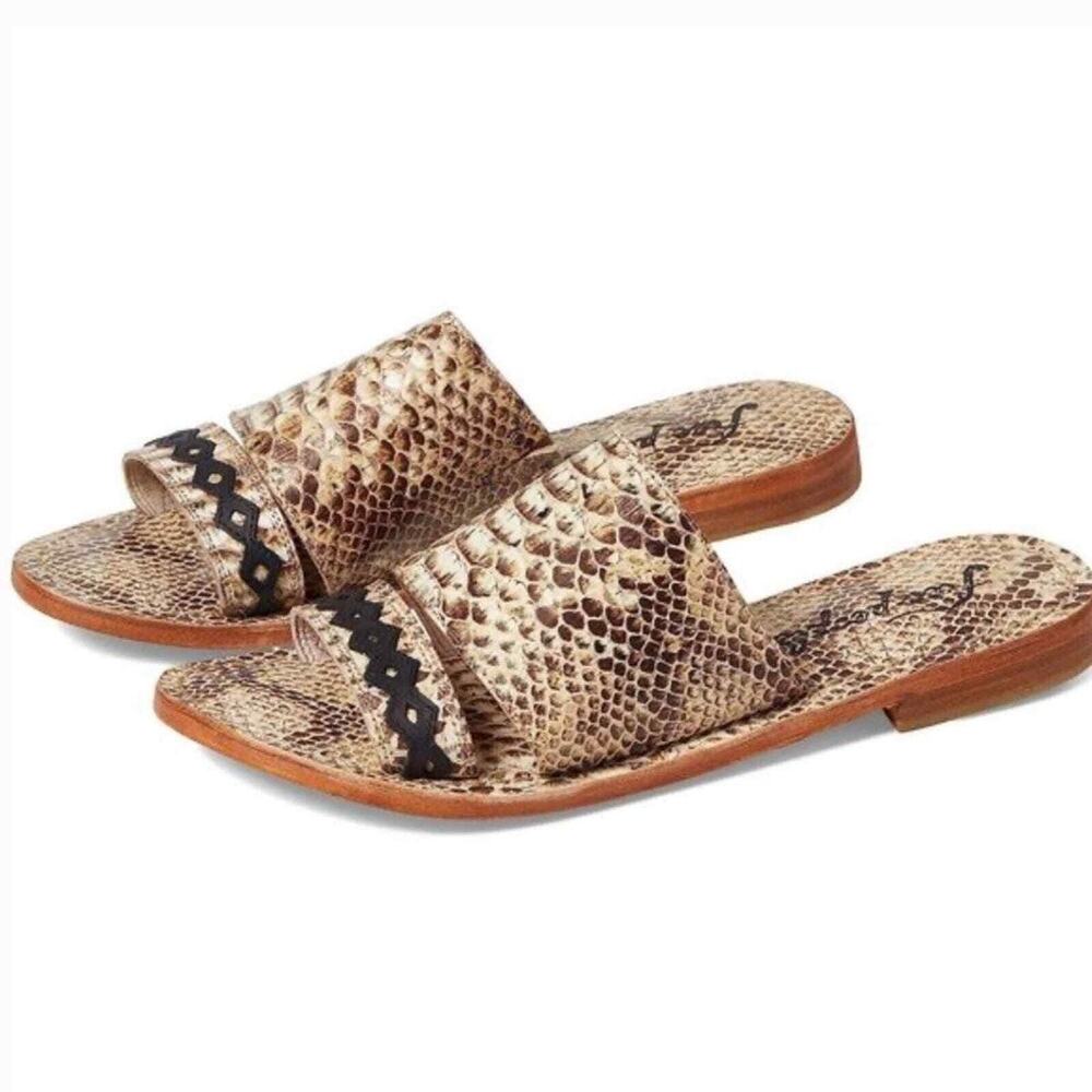 Free‎ People Saturaday Snake Strappy Leather Flat Sandals 41/10 Casual